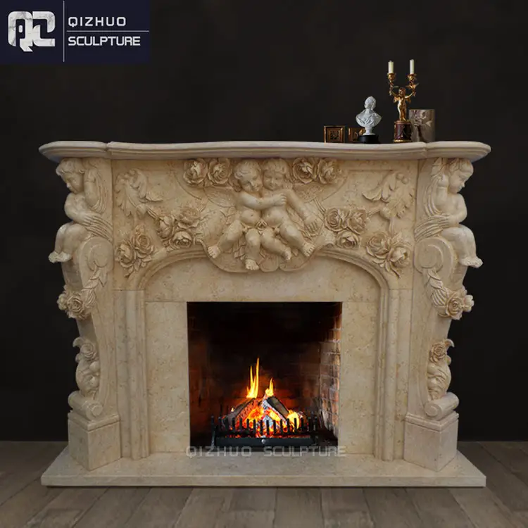 Classico stile francese antico fatto a mano crema in marmo Beige decorazione interna