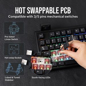 KF830 RGB照明87キーホットプラグ3モードメカニカルキーボードUSBインターフェイス付き新Gateron Kailhブランドカラフルバックライト - Product Image 3