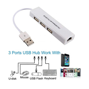 Adattatore USB Ethernet Hub USB a scheda di rete Lan RJ45 per Mac iOS Windows 98SE/2000/ME/XP/Vista/7 con HUB USB 2.0 a 3 porte - Product Image 2