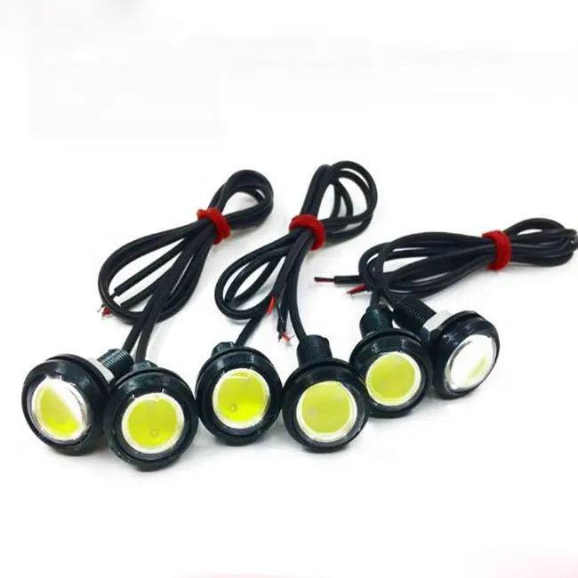 18MM LED kartal göz COB sis lambası renkli ışık araba far gündüz çalışan DRL 18MM/23MM beyaz mavi kırmızı sarı yeşil