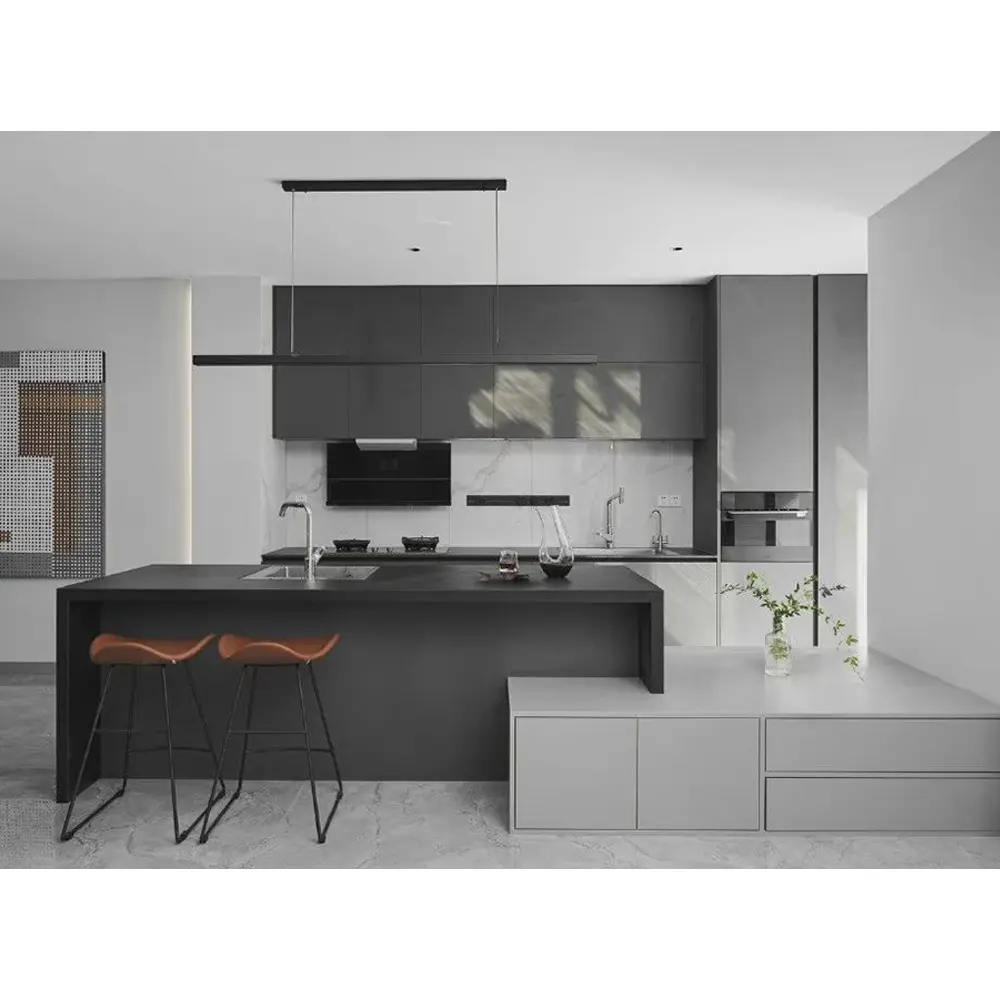 Design libero melamina placcatura a prezzi accessibili a buon mercato armadi da cucina su misura grande stoccaggio con rivestimento in melamina a basso prezzo