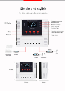 脉宽调制太阳能控制器，用于照明12V 24V 48v，带无线显示器10A至60A太阳能装置电流范围 - Product Image 3