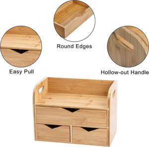 批发桌面字母托盘架竹制办公桌面整理器 - Product Image 3