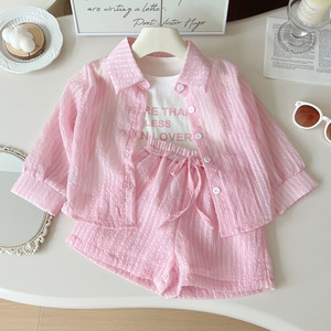 2025新款夏季儿童3pcs服装套装甜美女童休闲服套装 - Product Image 2