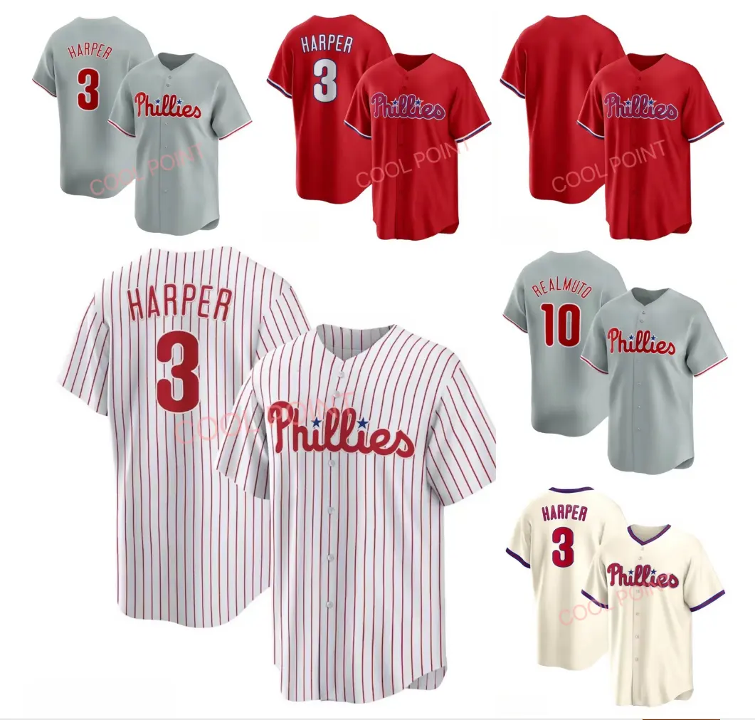 All'ingrosso maglie da Baseball cucite di alta qualità #3 harper #10 jt Realmuto #5 bryson Stott #8 nick Castellanos Jersey