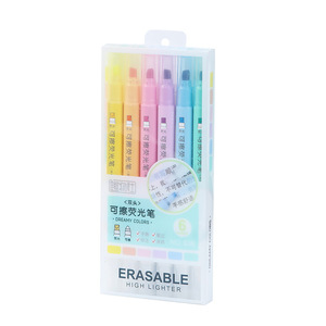 可擦荧光笔创意彩色涂鸦手帐笔pvc包学生标记多色荧光笔 - Product Image 1