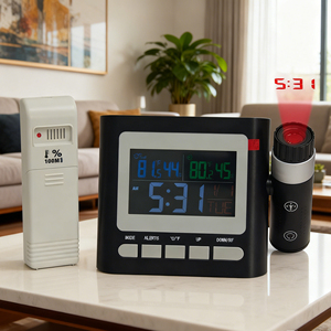 Nhà máy đầy màu sắc màn hình LCD nhiệt độ độ ẩm màn hình đồng hồ báo thức với tường thời gian Chức năng chiếu cho trang trí nội thất văn phòng - Product Image 2