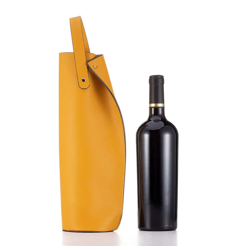 Portable Leather Wine Gift Bag Reusable Wine Tote Carrier Bag Single Bottle Champagne Bottle Holder