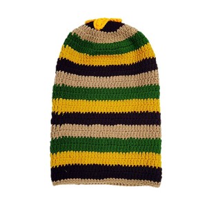 MADESHINE Handmade Slouchy Crochet Kufi Hat Color-Blocking Rainbow Striped Red Yellow Star Beanie Bob Marley <strong>Rasta</strong> Jamaica Style - Product Image 5