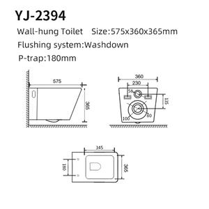 Gantungan dinding toilet di dinding kamar mandi, toilet Inggris pasang Dinding tombol tekan toilet keramik - Product Image 2
