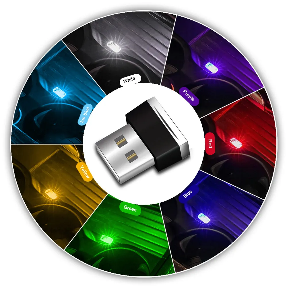مصغرة LED سيارة ضوء السيارات الداخلية USB مصباح لتهيئة الجو التوصيل والتشغيل مصباح ديكور الإضاءة في حالات الطوارئ PC منتجات السيارات سيارة التبعي