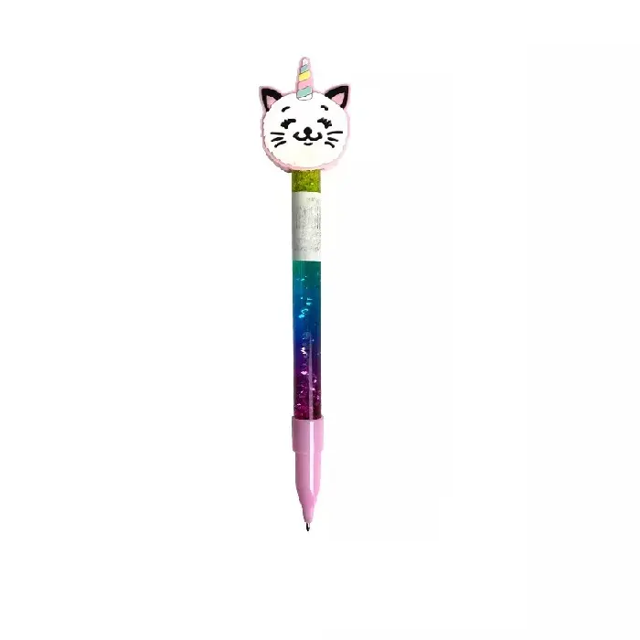 Usine Kawaii nouveauté stylo de bonne qualité fantaisie paillettes décoratives stylo à bille en plastique avec liquide d'huile