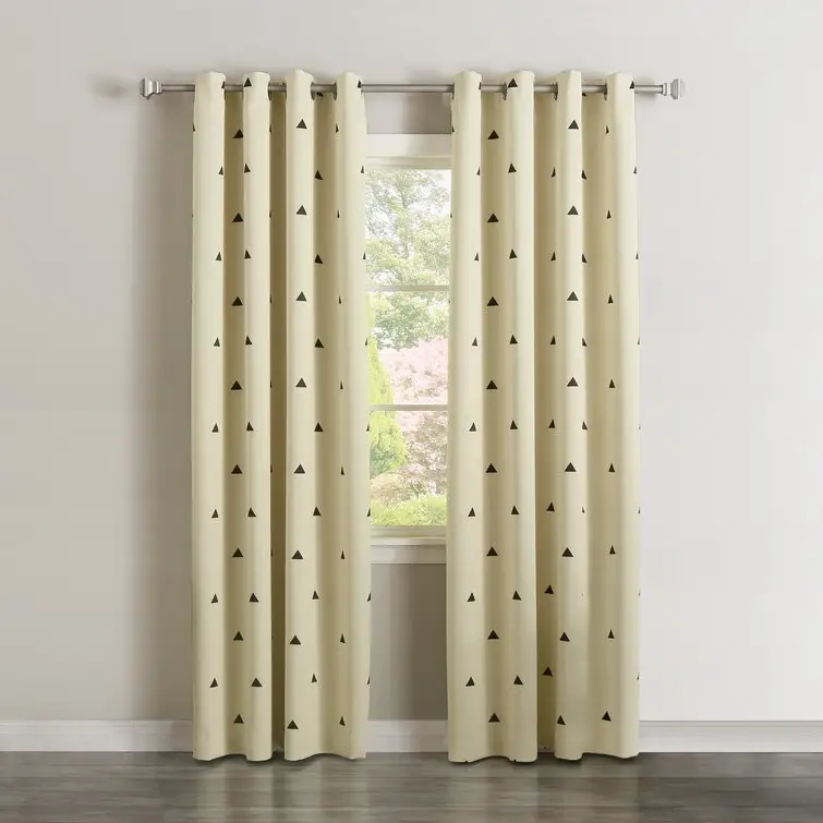 Gran oferta de cortinas de poliéster con estampado de retazos y patrón geométrico triangular para sala de estar y dormitorio
