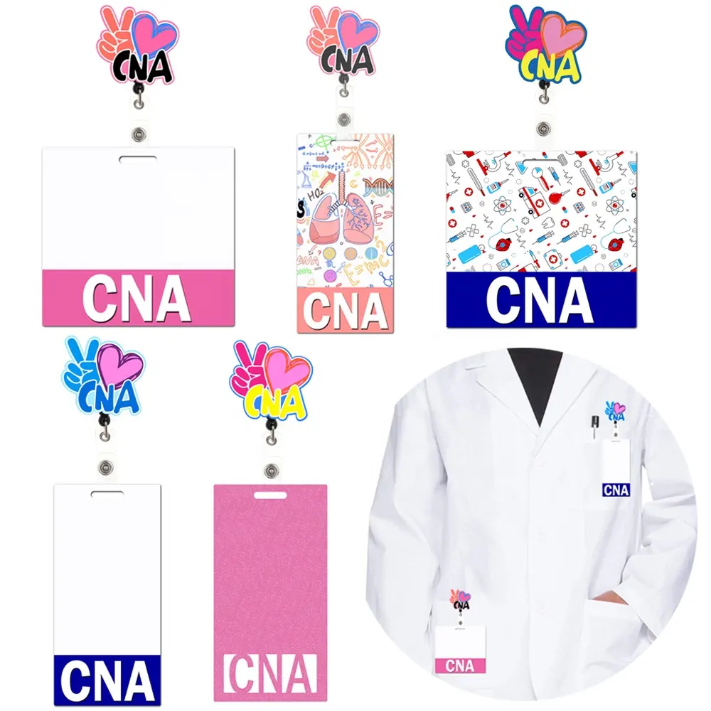 Personalizado Certificado Assistente De Enfermagem Emblema Carretel Com Emblema Buddy Vertical Horizontal CNA Emblemas Etiquetas De Nome Presente para Estudante De Enfermagem