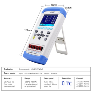 AT4204デジタル温度データロガータッチスクリーンとユニバーサル熱電対互換性 - Product Image 4