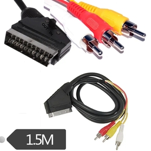 1.5M RGB <strong>SCART</strong> Plug Male <strong>to</strong> 3 <strong>RCA</strong> Female A/V Adaptor Converter <strong>Scart</strong> <strong>to</strong> <strong>RCA</strong> Triple 3 X Phono Cable Composite Audio Video Lead - Product Image 1