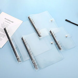 Rilegatrice per Notebook morbida a 6 anelli ricaricabile con rilegatura trasparente a foglia larga copre un raccoglitore in PVC trasparente con chiusura a bottone