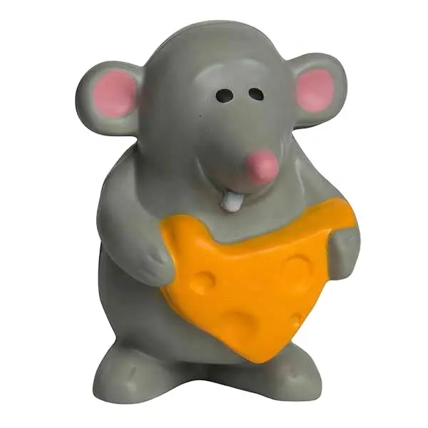 Proveedor logotipo personalizado estrés juguete PU ratón forma estrés pelota ejercicio manos