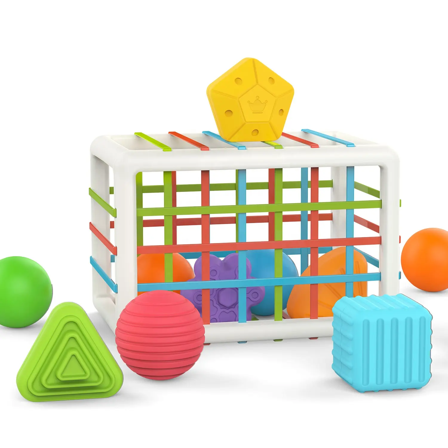 सेंसरी बिन बेबी शेप सॉर्टर खिलौने सेट विकासात्मक शिक्षण रंगीन क्यूब बेबी सॉर्टर खिलौना