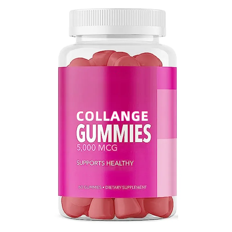 Huile de graines noires Ashwagandha Mousse de mer Vitamine B Biotine Cidre Collagène Vegan Gummies Ours Sureau