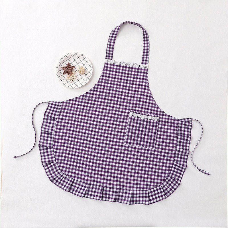 Algodón a cuadros con encaje y cuello halter morado.
