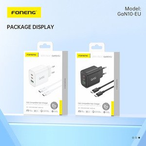 FONENG多機能PD65wGANKR保護接地プラグKCKCC認定携帯電話ラップトップ2 Usb CAポート高速壁充電器 - Product Image 5