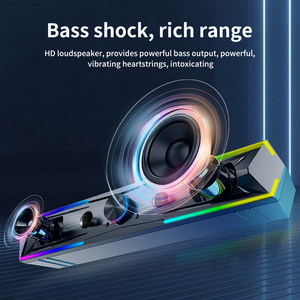 Venta caliente Coomaer ST200 2,0 barra de sonido LED que fluye Entrada de auriculares Gama completa inalámbrica RGB Blue Tooth Altavoces para juegos con micrófono - Product Image 4