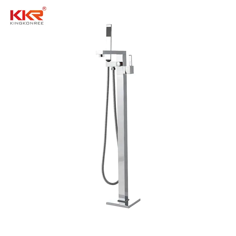 Solid Brass Freestanding Bathtub Faucet Tub Filler with Hand Shower Brushed Nickel