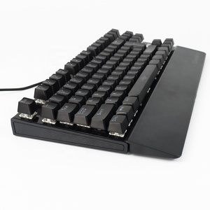 Hoya-teclas reemplazables personalizadas Rgb con luz Led retroiluminada, juego de teclados mecánicos con cable ergonómico, 87 teclas, con reposamanos
