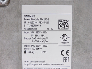 Semens סדרה G120 inverter 6sl3210-1p24-5ul0 22kw vfd vd עבור יישום מדחס מנוע שלב אחד 380v