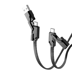 חוט קלוע שטוח <span class=keywords><strong>4</strong></span> ב <span class=keywords><strong>1</strong></span> כבל USB סוג + c c max 60w USB USB כבל טעינה