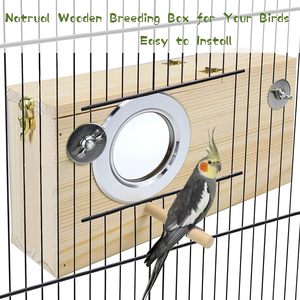 インコの巣箱オカメインコの巣箱鳥の巣鳥の繁殖箱の家木製 - Product Image 5