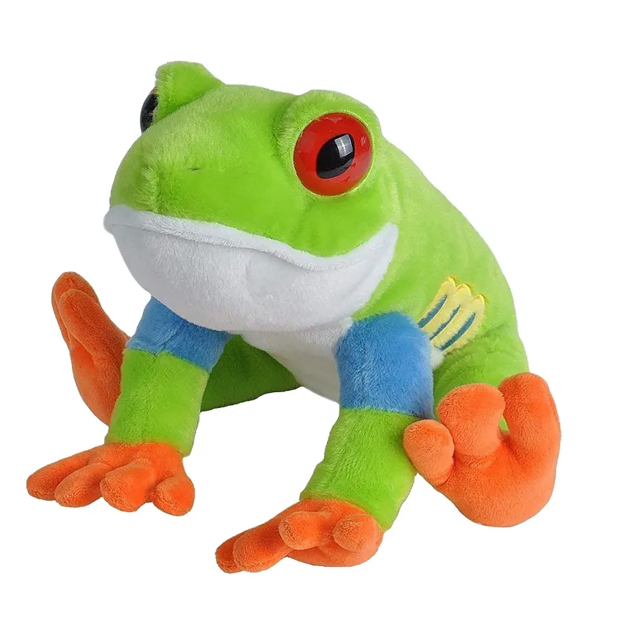 Peluche de rana de árbol de ojos rojos para niños, juguete de peluche de rana verde, suave, colorido, D437