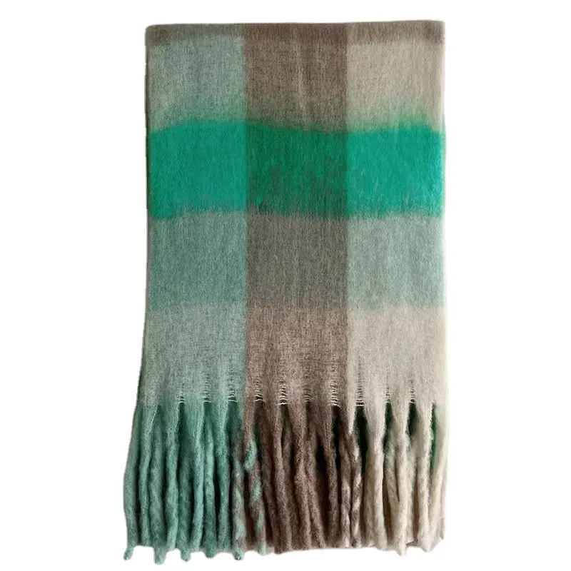 Vente en gros de poncho épais personnalisé châle tricoté couverture Pashmina écharpes unies d'hiver écharpes en laine et cachemire pour femmes