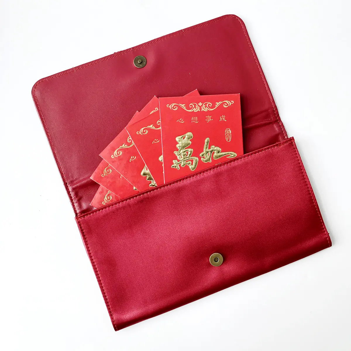 Custom Logo Print Envelopes vermelhos chineses Ano novo tradicional chinês Bolsa vermelha Hong bao Ang-pau Ang Pow Lai ver saco para presente