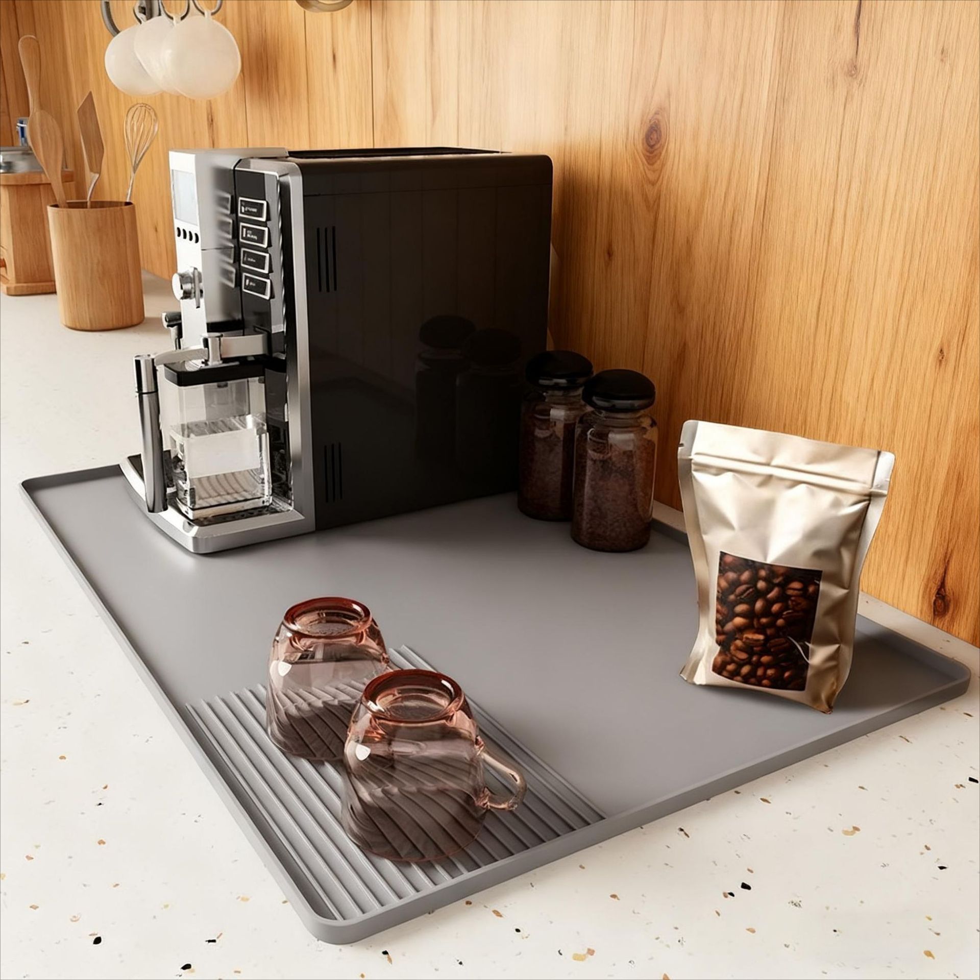 Tapis pour machine à café - gris
