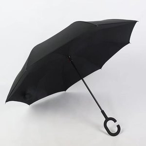 定制23英寸反车伞带标志双层由内而外C形手柄设计反雨伞 - Product Image 2