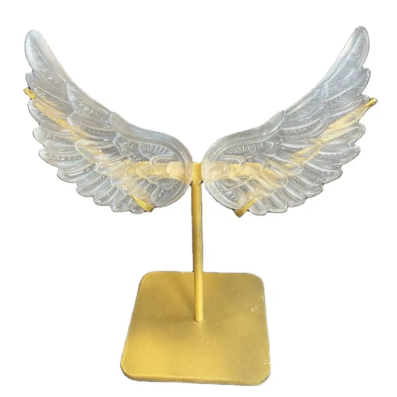 Ali di cristallo naturale con cristalli di supporto che curano l'ala di angelo di Selenite per la decorazione domestica