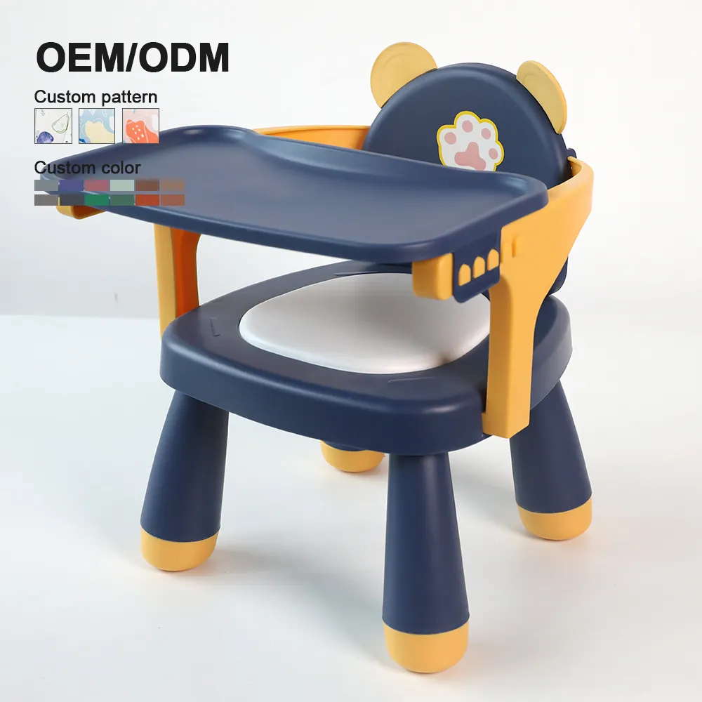 Chaise à sifflet en plastique pour bébés et tout-petits, Portable et Durable, avec Table à manger, coussin d'assise souple