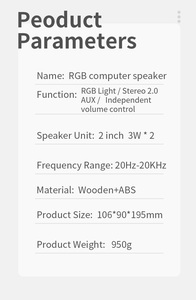 サブウーファー付きコンピュータースピーカーUSBマルチメディアミニスピーカーPC用コンピューター小型デスクトップテーブルスピーカー - Product Image 5