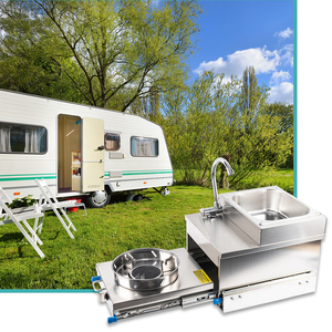 JDA Fornello a <span class=keywords><strong>Gas</strong></span> Estraibile in Acciaio Inox per Barca, Roulotte, Camper e Autocaravan con Lavello e Rubinetto Integrati - Product Image 4