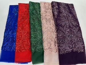 NI.AI New Design Pailletten netz Spitze Perlen Spitze Mesh Stoff Stickerei Perlen Spitze Netz Stoff mit Sequenz - Product Image 6
