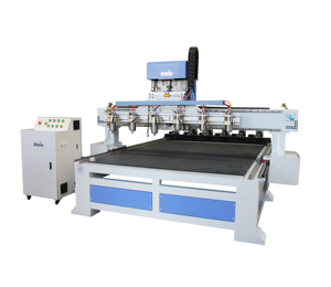 Máquina enrutadora cnc 3d de 4 ejes, 6 cabezales, multihusillos, con eje rotativo