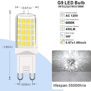 G9 LED ampuller 40Watt eşdeğer T4 avize ampul bi-pin G9 tabanı olmayan kısılabilir 4W LED ampul 360 derece ışın açısı - Product Image 6