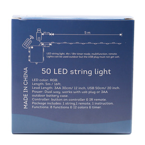 USB & Battery Powered Double Mode RGB Remote Controller Dream Color 8 Function 12 Colors Timer Control LED String Fairy Light - Product Image 6