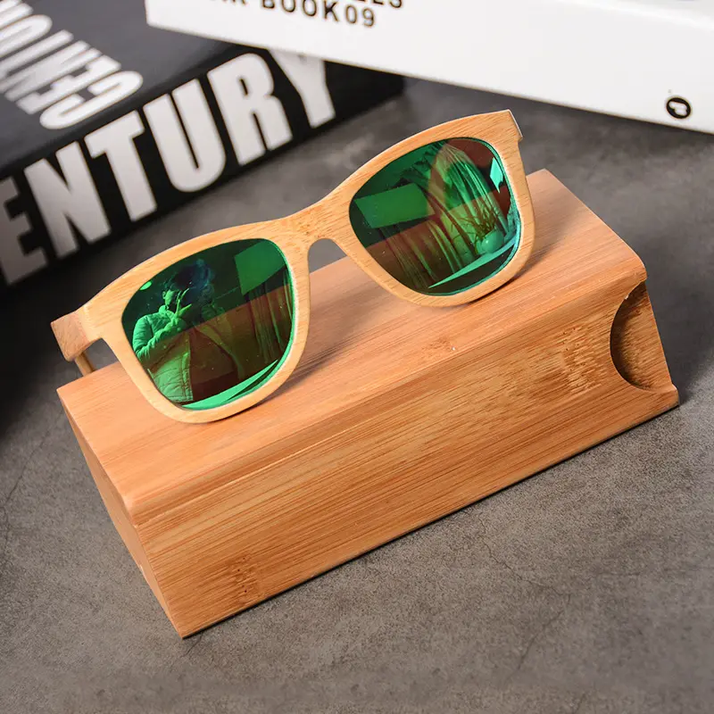 Custodia in bambù riciclato di vendita calda occhiali da sole rettangolari scatola Bambus occhiali da sole personalizzati custodie rigide in legno di bambù scatole per cassetti di imballaggio