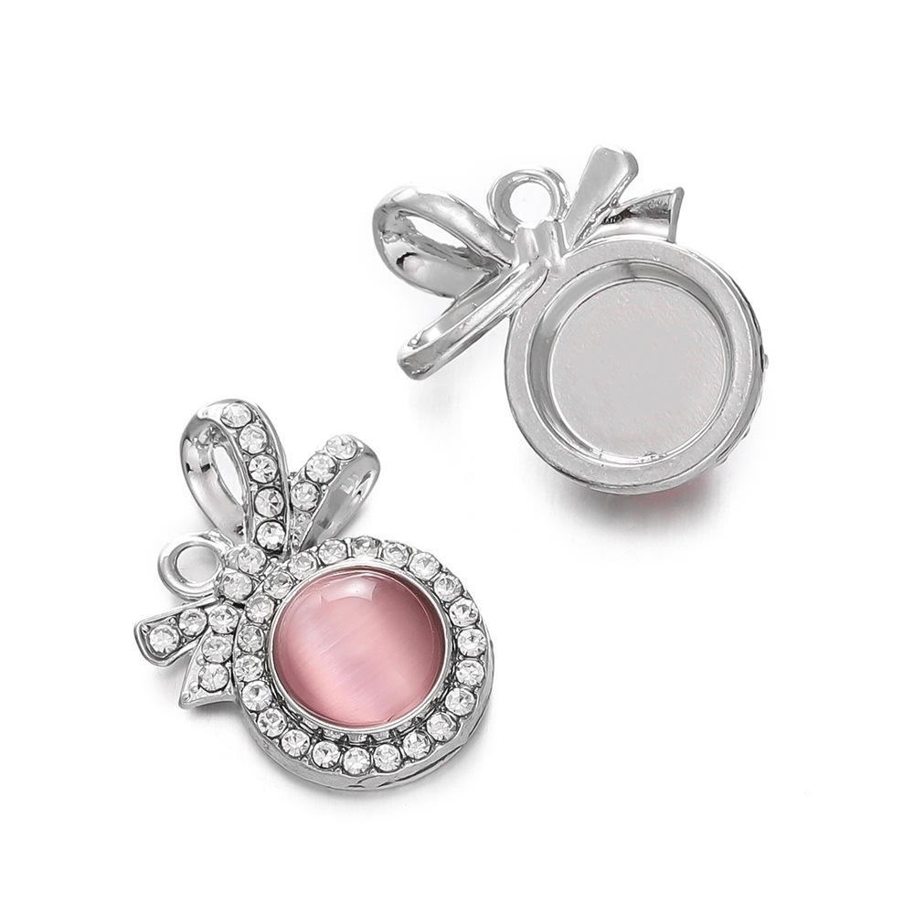 Pendentif strass oeil de chat - Blanc/Rose