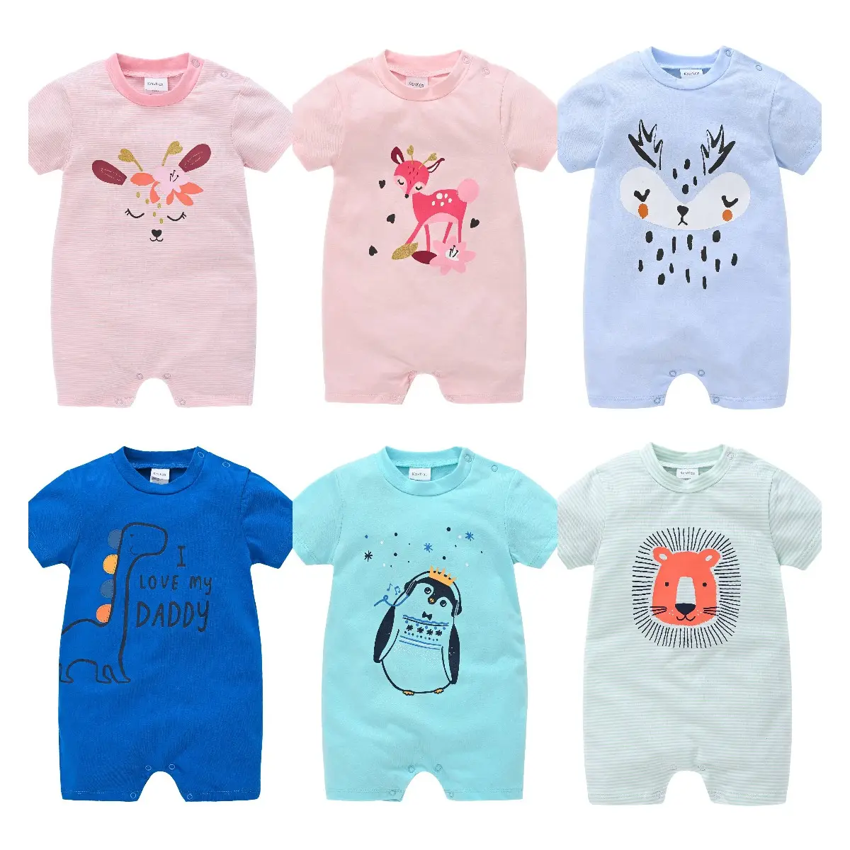 3 Months to 2 Years Old Baby Boys Girls Cute Outfits Baby Patterns Logo Toddler Shorts Onesies Kids Cotton Clothes