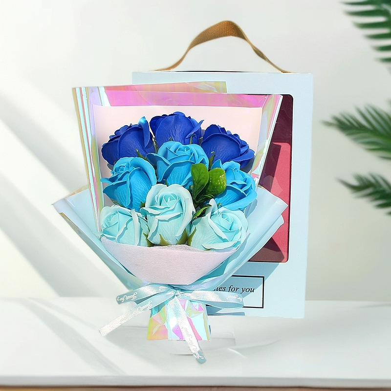 9 roses gradually turning blue