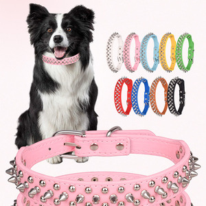 Collar fuerte con remaches para mascotas, cadena ajustable para perros grandes, diseño impermeable a la moda, collares con remaches de patrón sólido - Product Image 1